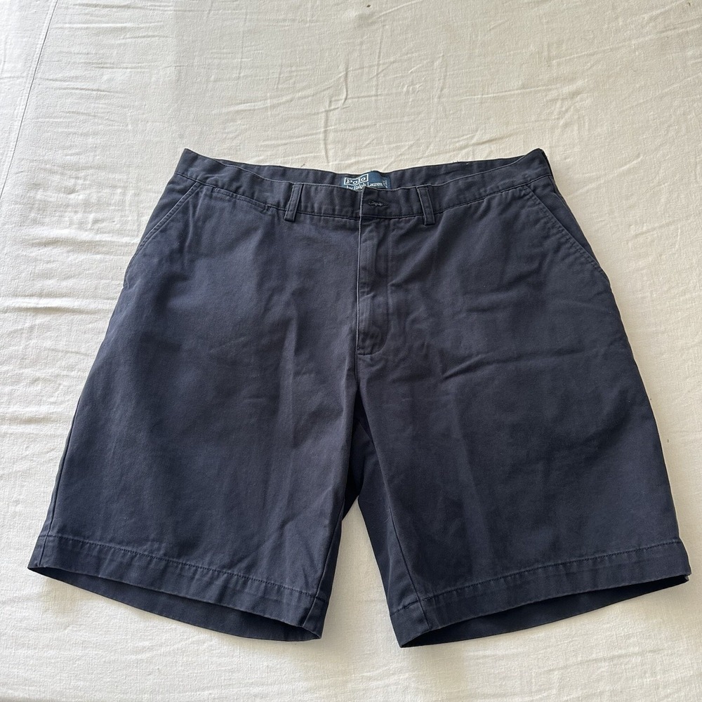 Polo Ralph Lauren Prospect Shorts Mens 38  Blue Cotton Classic Chino Flat Front‎